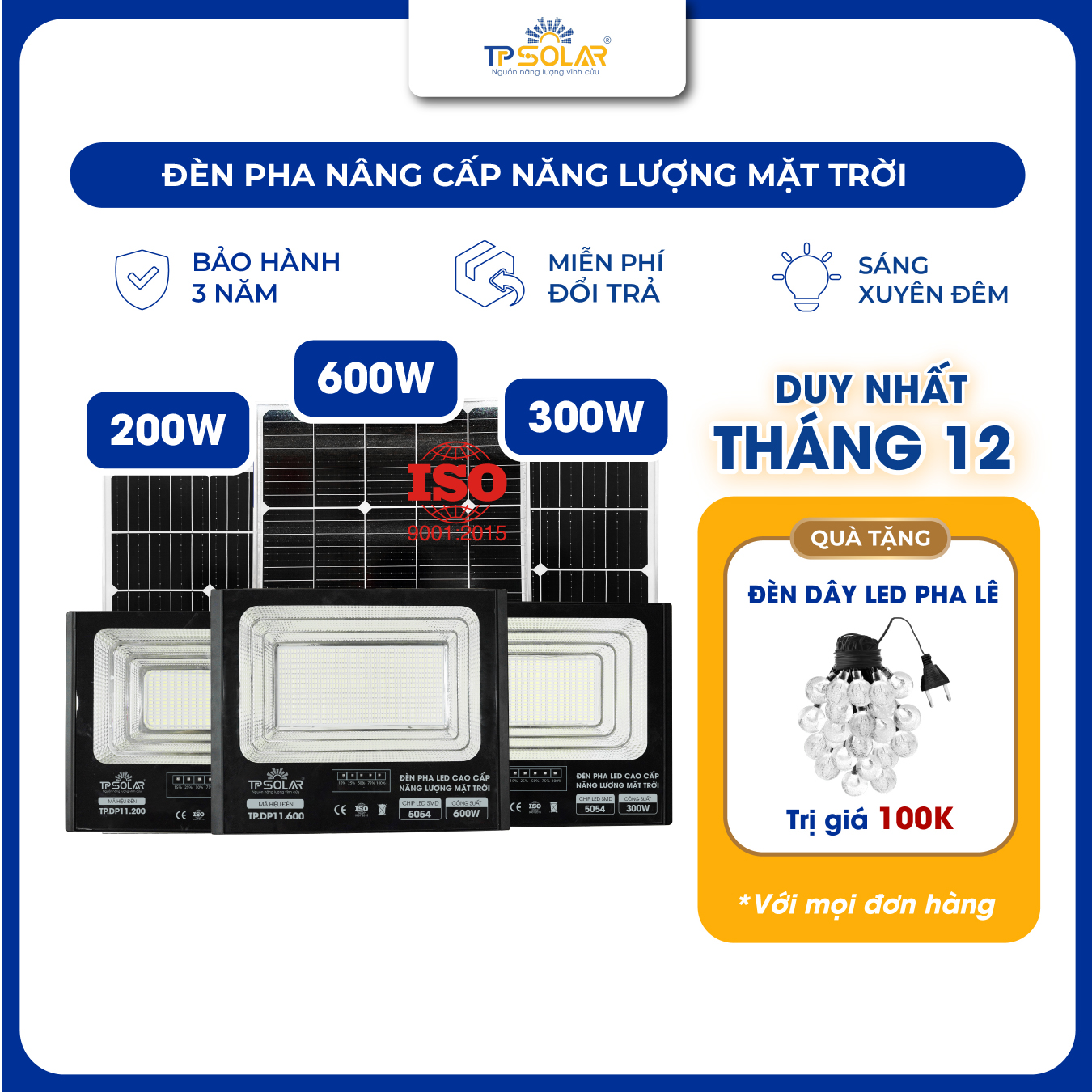 Đèn pha 1 chóa bản nâng cấp led 5054 năng lượng mặt trời TP.DP11