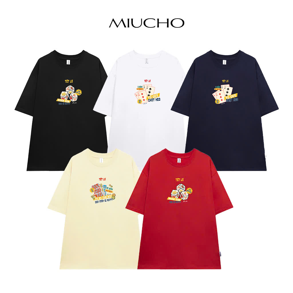 Áo thun TẾT LÀ form rộng cổ tròn chất vải cotton 4c thoáng mát Miucho BST in mix_thumbnail_2