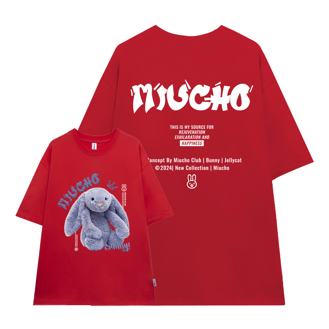 Áo thun thỏ Bunny form rộng local brand ATD1256 Miucho tay ngắn cổ tròn in mix_thumbnail_14
