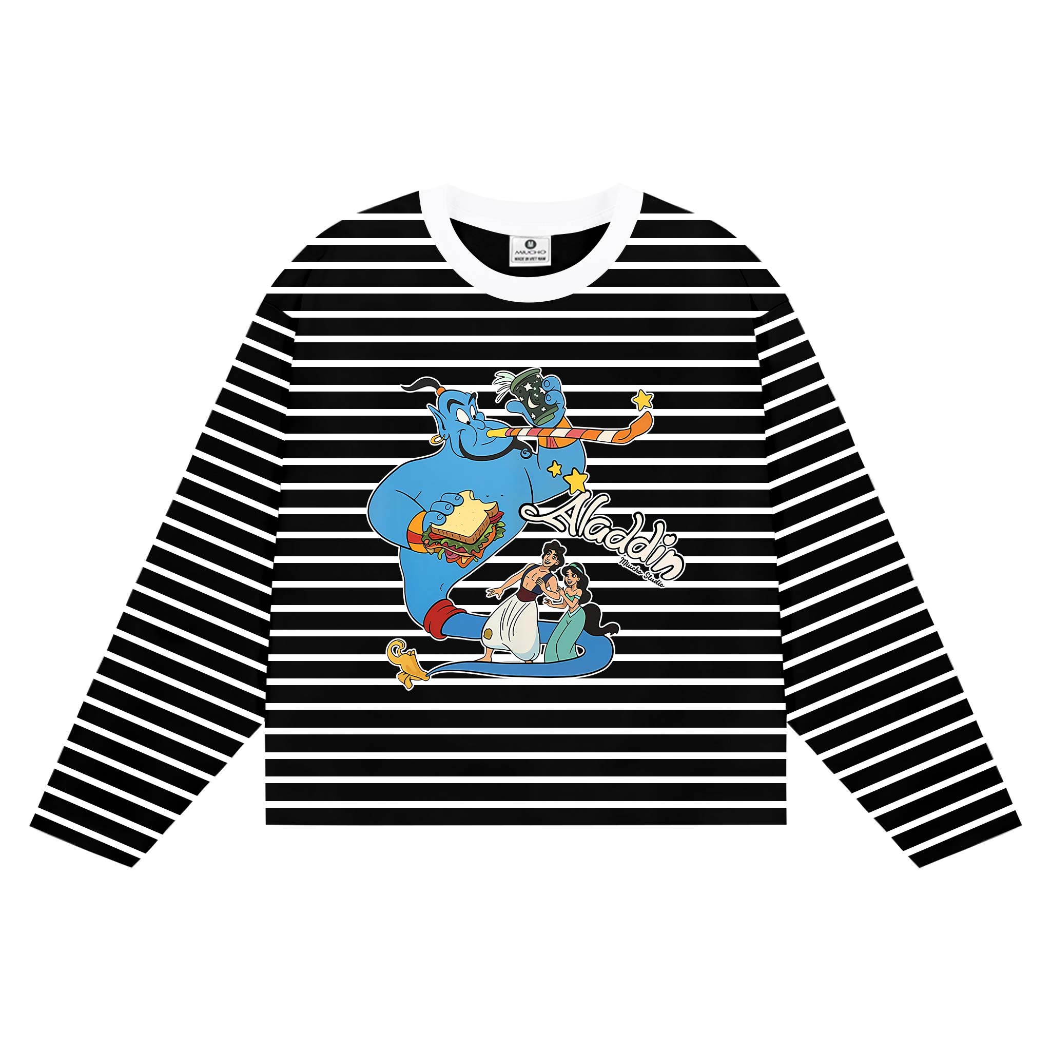 Áo thun boxy unisex Miucho vải rib thoáng mát tay dài cổ tròn Aladin in mix 2696_thumbnail_2