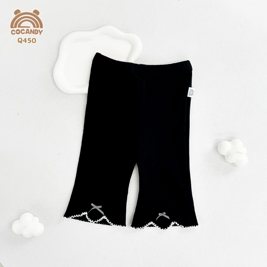 Quần legging lửng ĐEN ống loe phối nơ nhỏ