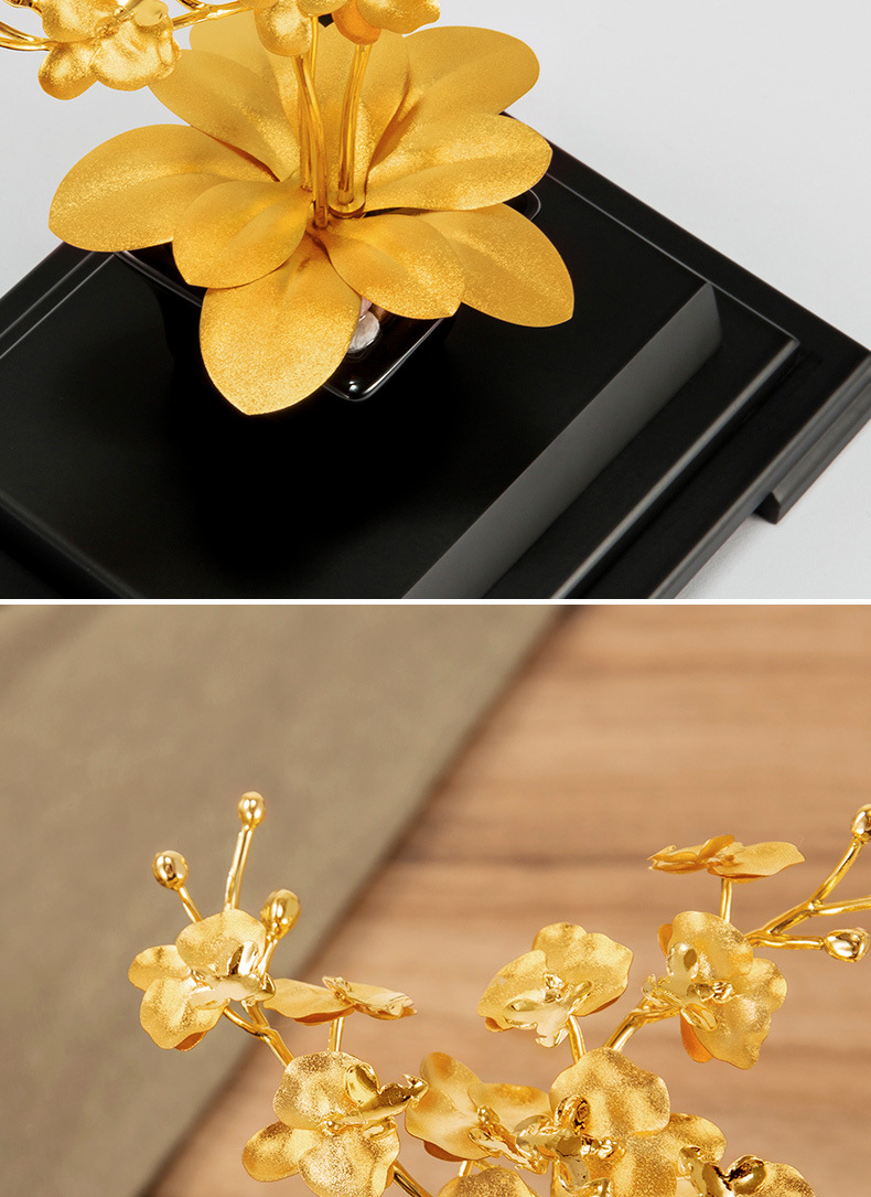 Quà Tặng  Chậu Lan Hồ Điệp Mạ Đát Vàng 24k _thumbnail_2