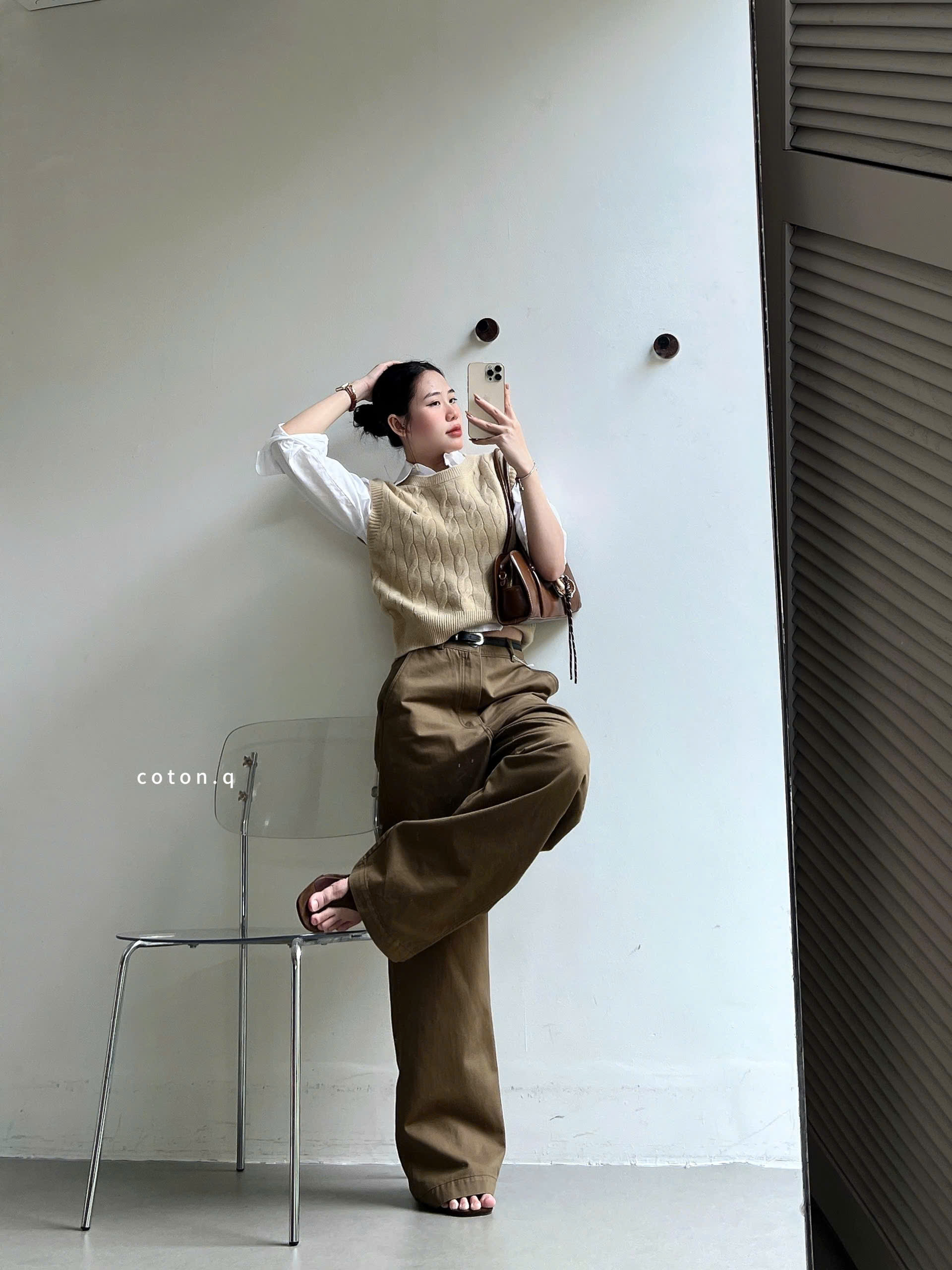 Quần dài nữ Coton Q suông nâu_thumbnail_12