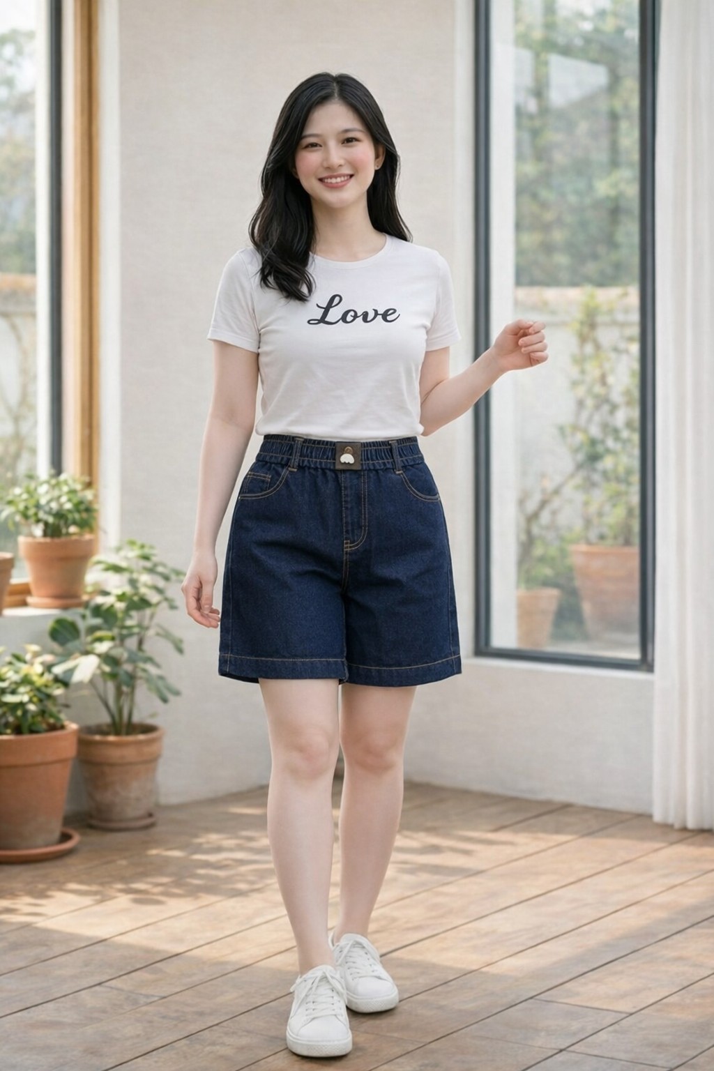 QJF213-Short Jeans Cạp Chun Gấu Cao_thumbnail_1