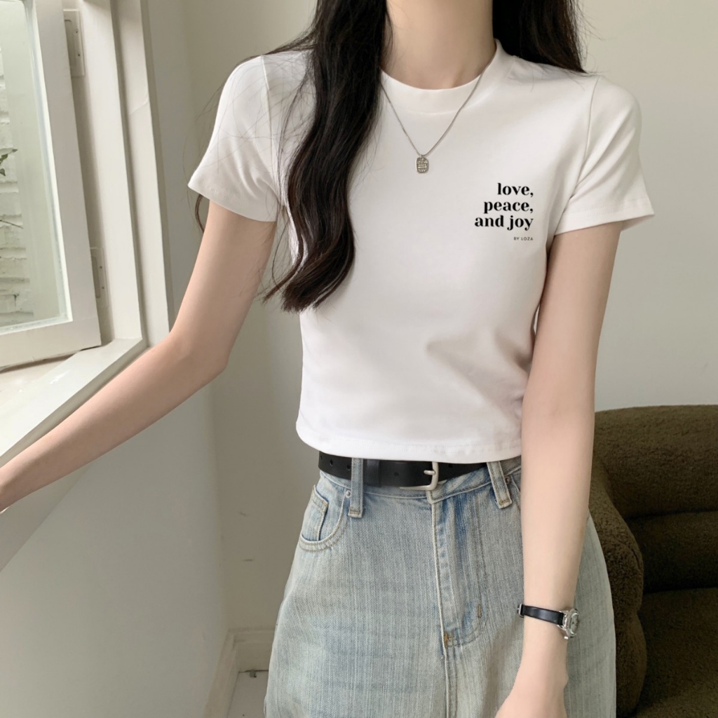 [Form Ôm] Áo croptop nữ dáng ôm in hình thời trang phong cách Hàn Quốc - Áo baby tee Loza G0080_thumbnail_10
