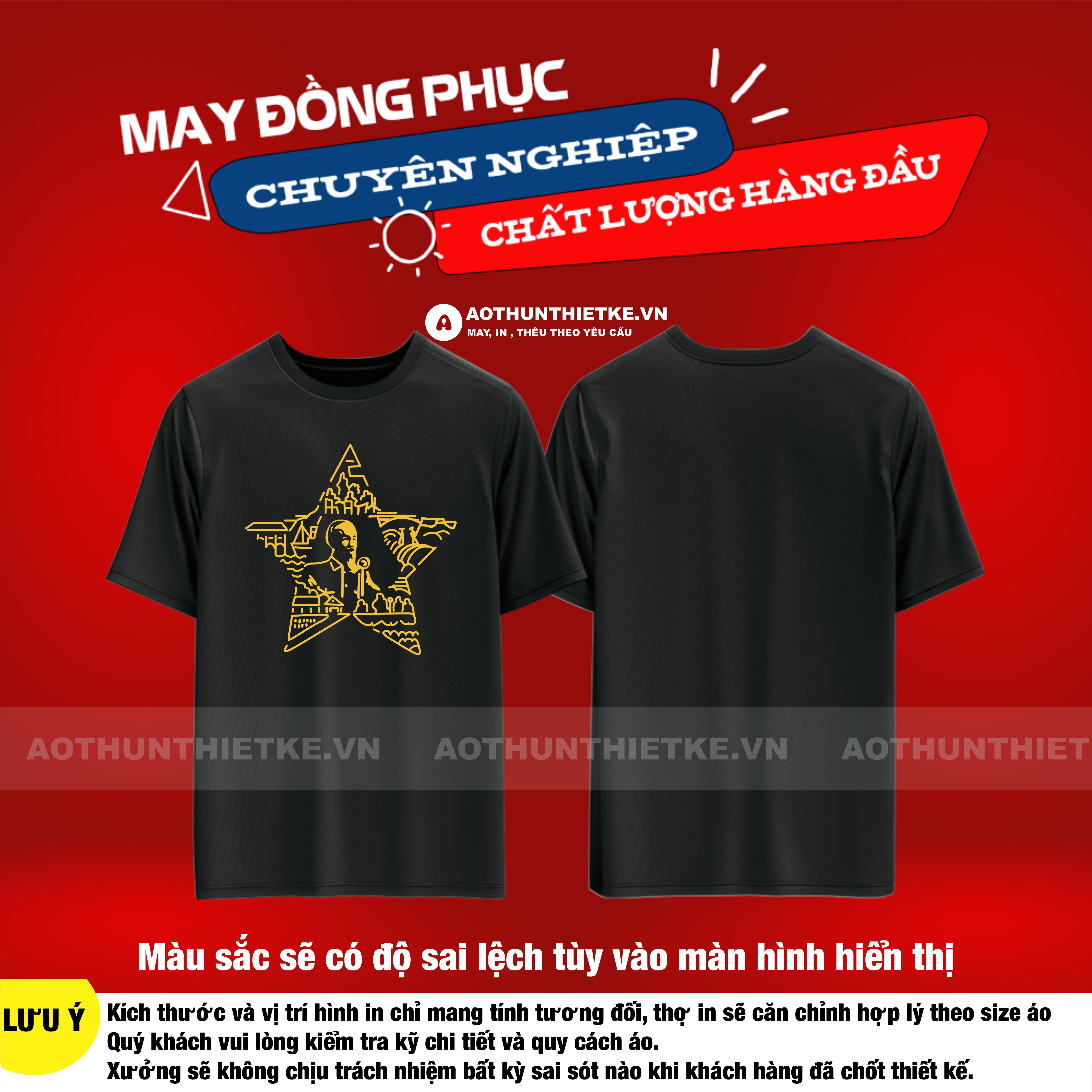 Áo Thun Sao Vàng In Hình Bác Hồ Đọc Bản Tuyên Ngôn Độc Lập