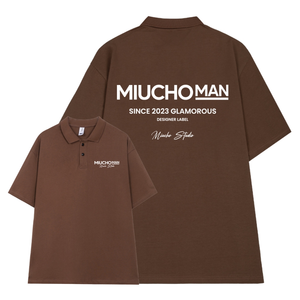 Áo polo nam form rộng PLD392 Miucho Man cotton cổ trụ in typography_thumbnail_8