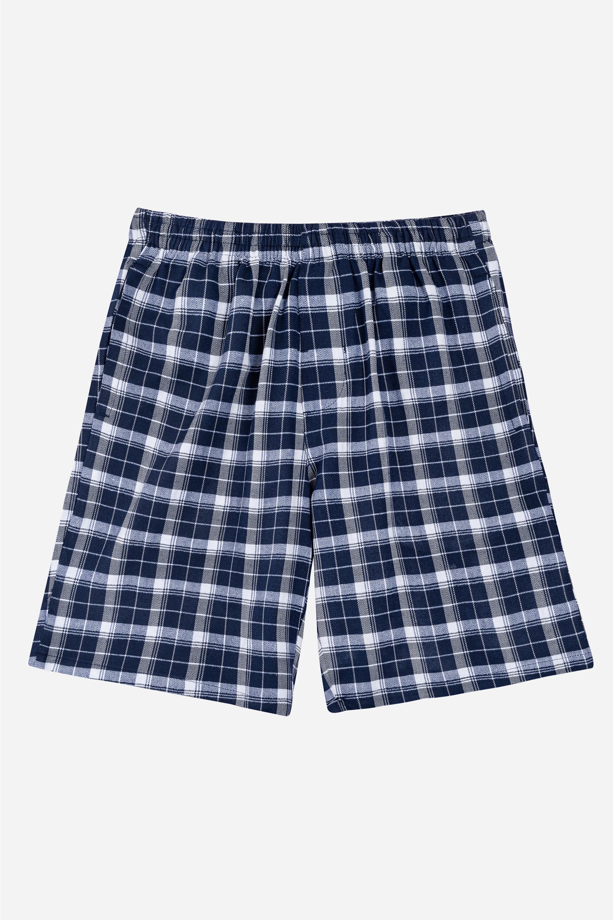 Quần Soọc Kẻ Caro Nam Trung Niên ANCHI Chất Liệu Cotton Dáng Suông Dài Qua Gối Màu Xanh Đậm