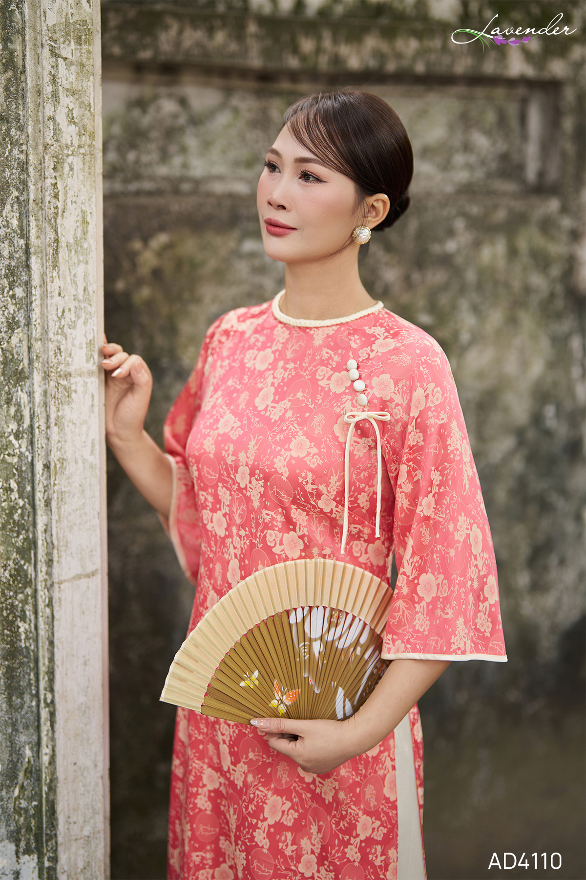 Áo dài lụa gấm hoa cam AD4110_thumbnail_2