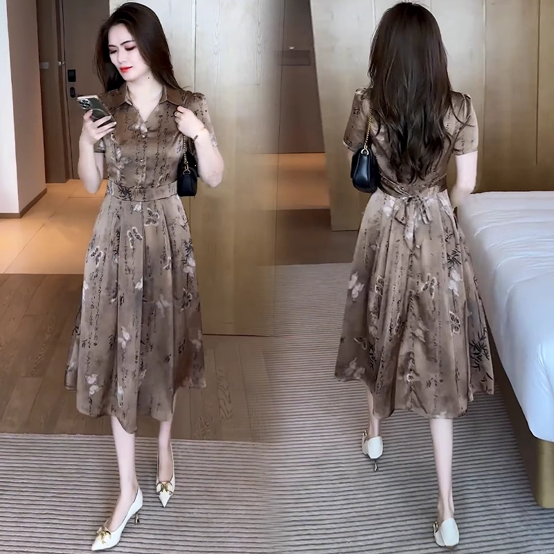 16959-Đầm xòe lụa nâu in hoa ( lụa.lót)_thumbnail_0