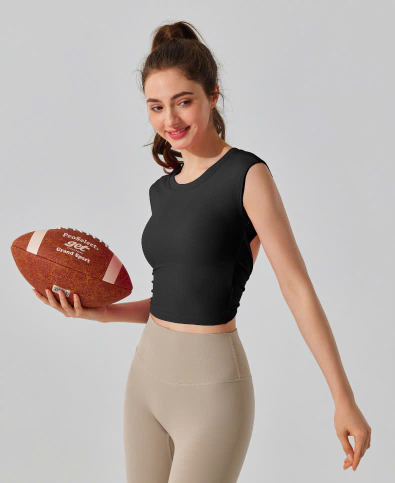 Áo Croptop Thể Thao Tay Ngắn Lưng Xoắn Nơ_thumbnail_6
