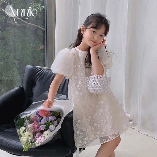 Váy thêu hoa tay bồng VA24001