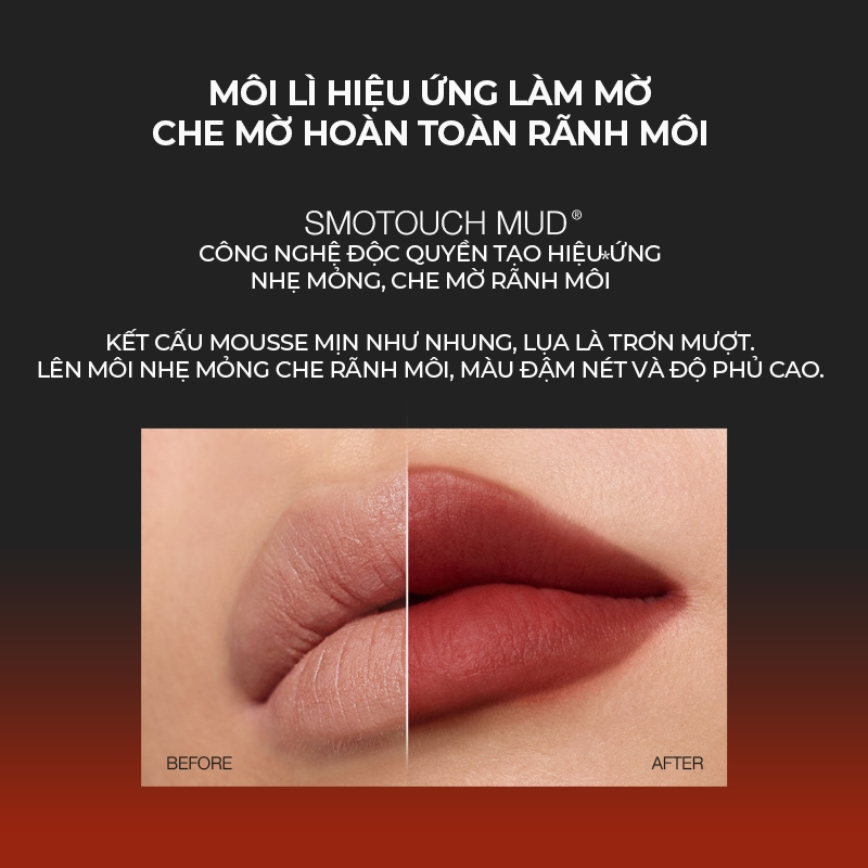 [MULANSHI] Son kem lì Mooekiss Mulanshi Velvet Matte Lip Mud 3g