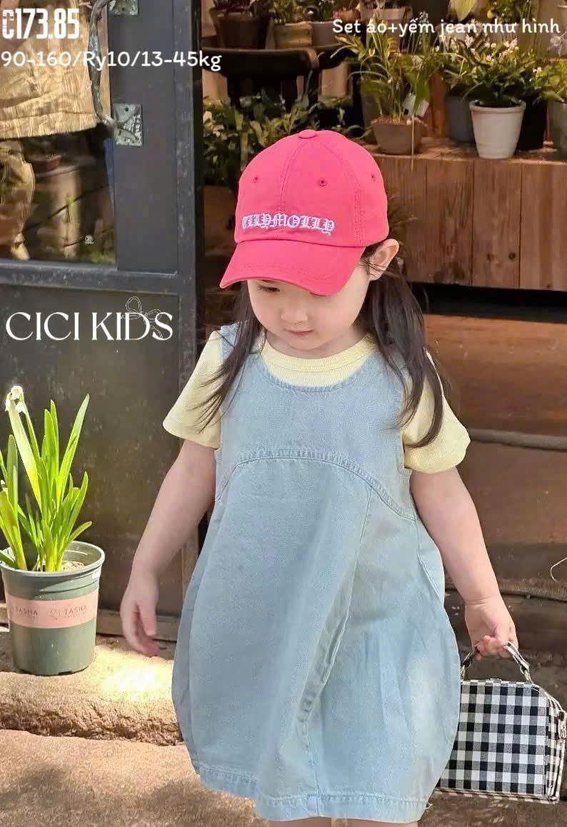 Set áo thun + yếm jean bé gái_thumbnail_2