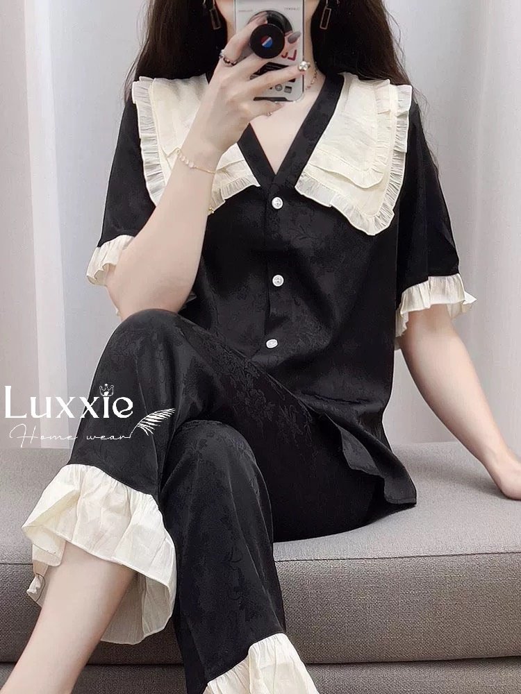 N47B Pyjama đen cộc tay cổ tiểu thư_thumbnail_5