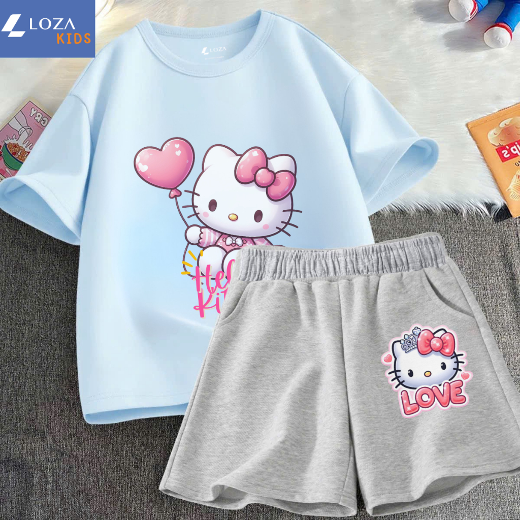 Bộ đồ bé gái in hình Mèo Hello Kitty - Loza Kids SB291_thumbnail_2