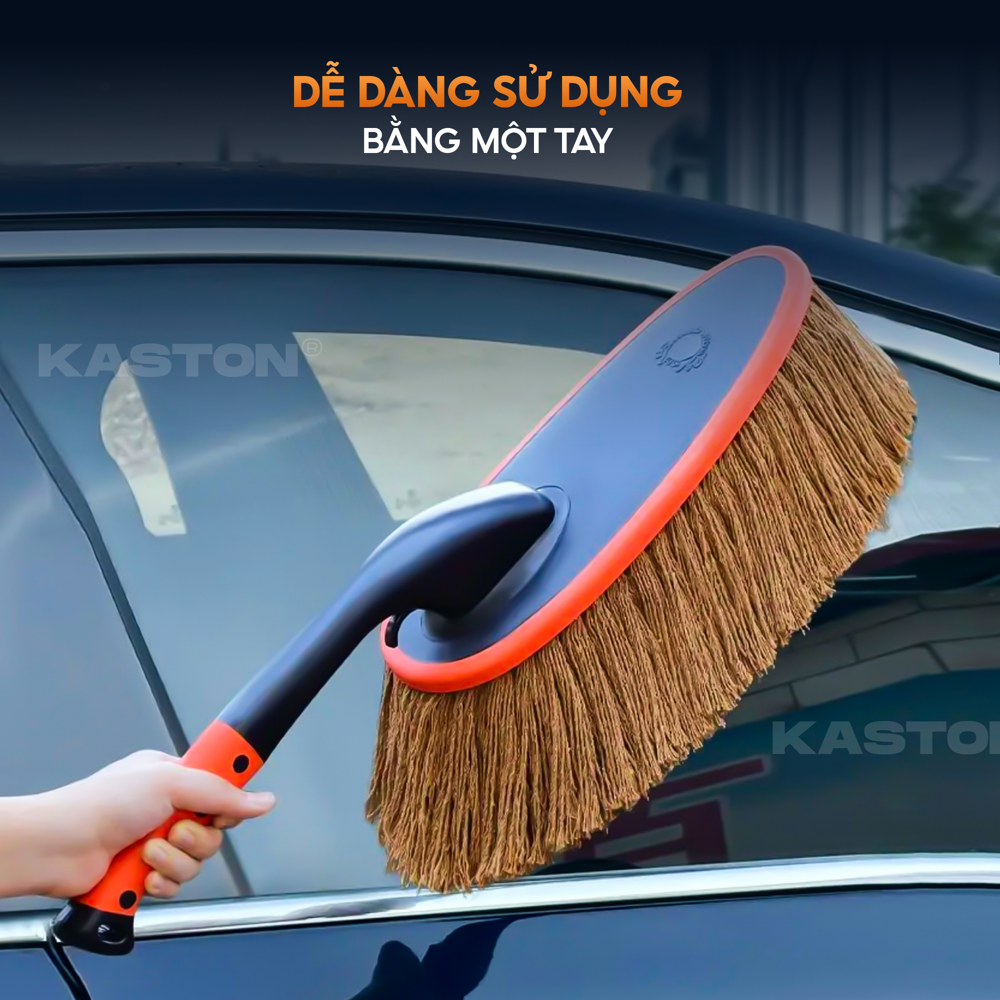 Chổi lau bụi ô tô Kaston xoay 360° - sợi bông phủ sáp kèm hộp đựng - chổi lau xe cao cấp_thumbnail_3