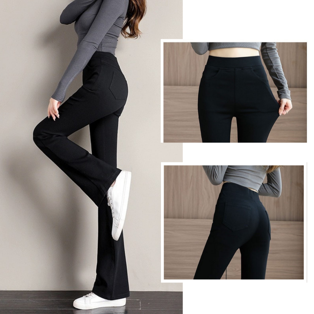 Quần legging nữ ống loe cạp cao chất liệu umi co giãn 4 chiều - Quần nữ Loza LQ034210