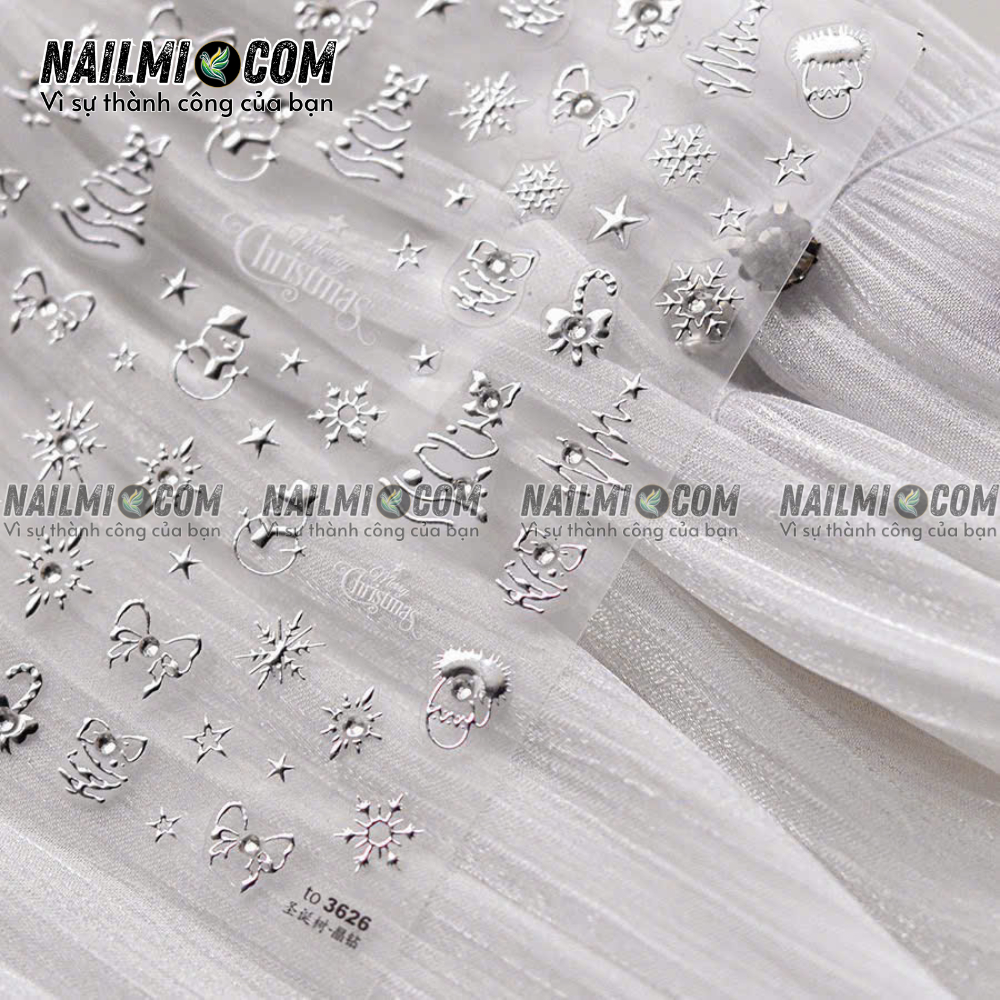 Sticker nail noel to3626 bạc silver