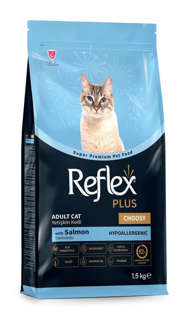 Thức ăn cho mèo Reflex Plus Adult Cat Food Choosy Salmon (vị cá hồi) 1,5kg