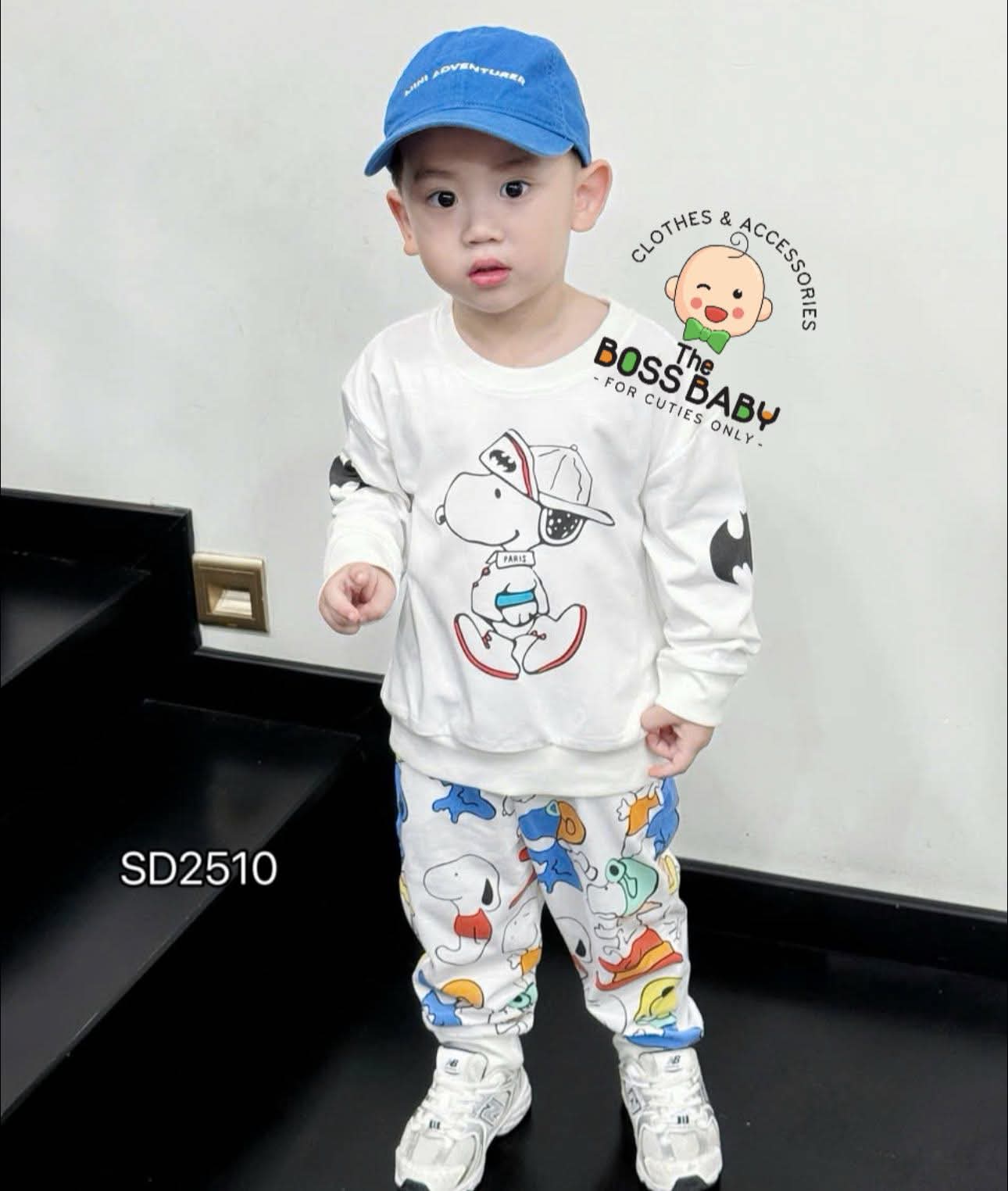 Set bộ cotton trắng họa tiết Snoopy