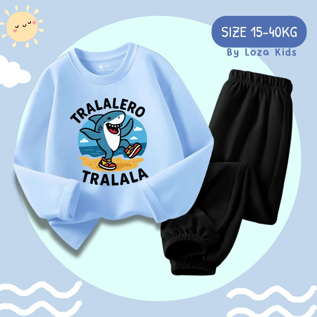 Bộ Thu - Đông bé trai in hình Tralalero Tralala - Loza Kids BW442