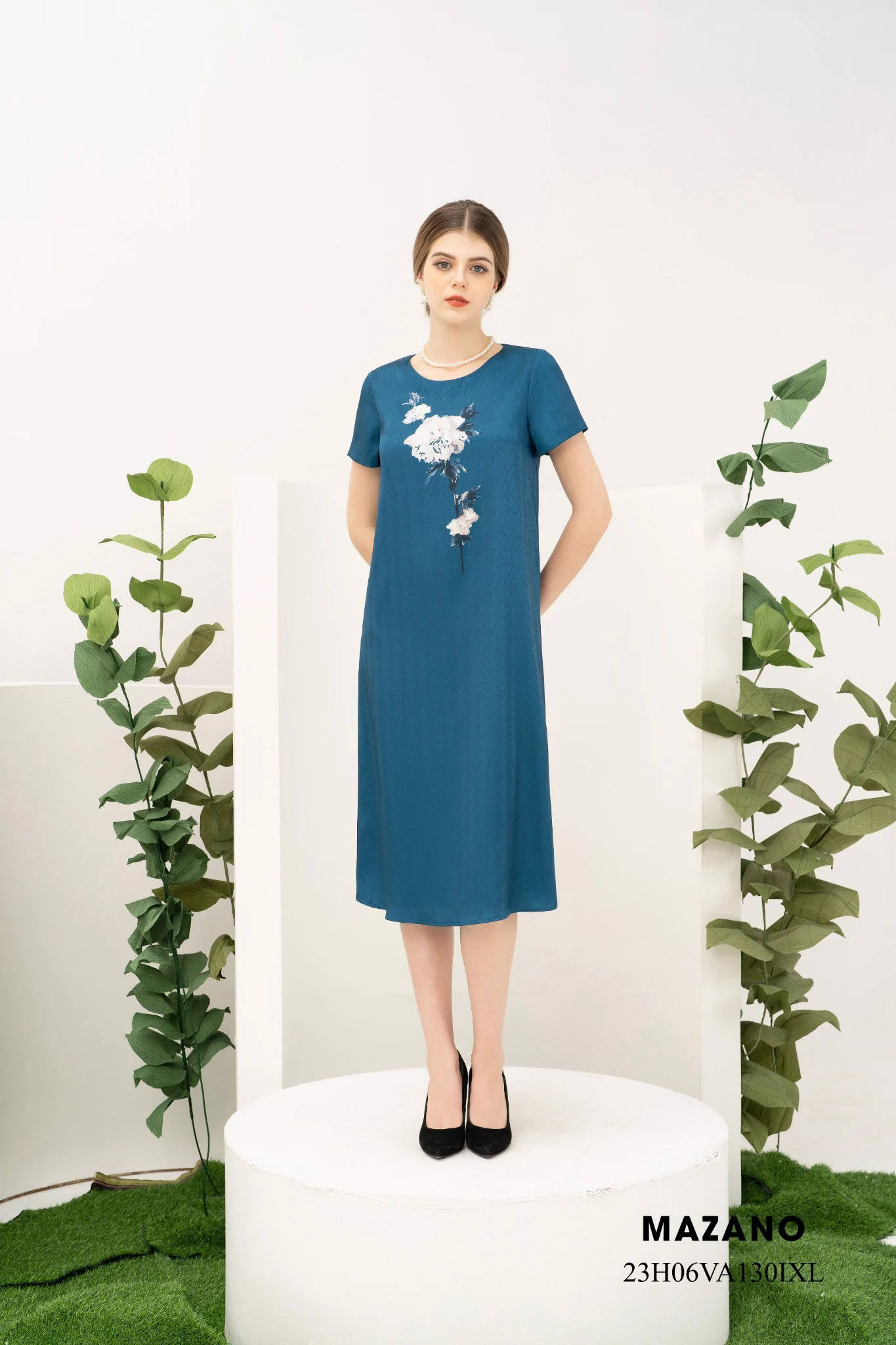 Đầm suông A dài in họa tiết sang trọng