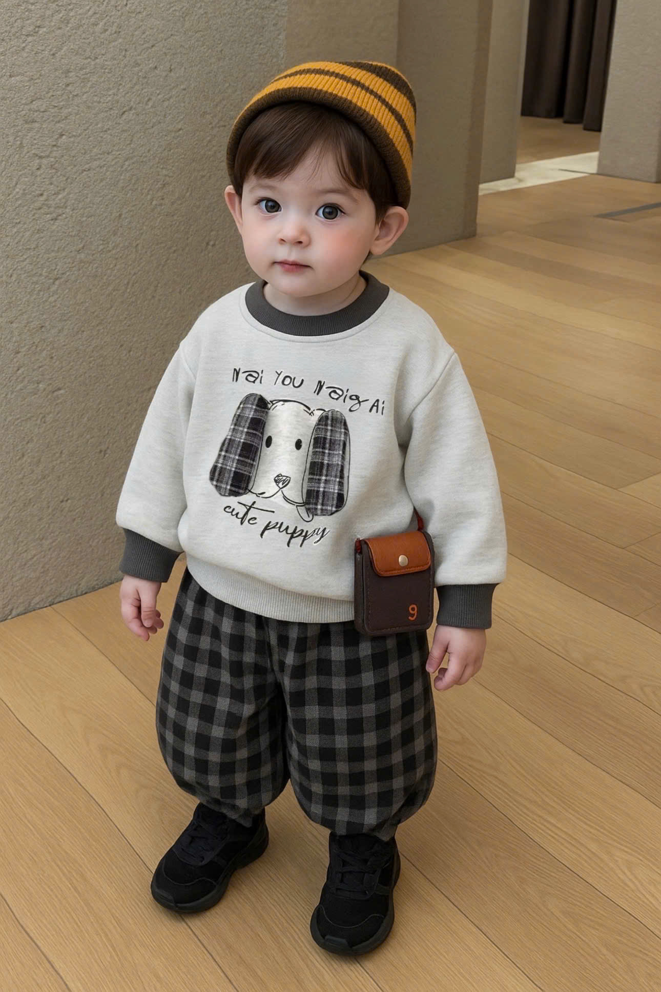 Q38 BỘ DÀI TAY CHÓ TAI ĐEN CUTE- A210.372