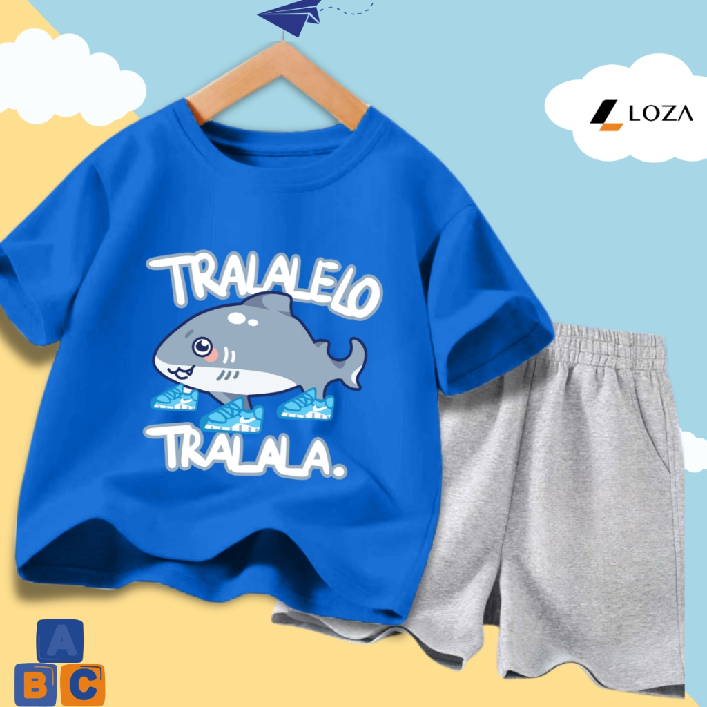 Bộ đồ bé trai in hình Brainrot Tung tung tung sahur, Tralalelo Tralala - Loza Kids BD012