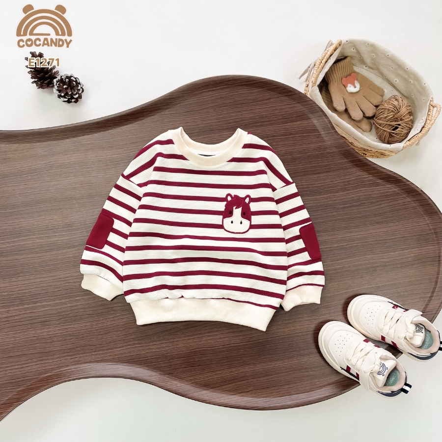 Áo dài ĐỎ kẻ BE phối hình ngựa_thumbnail_1