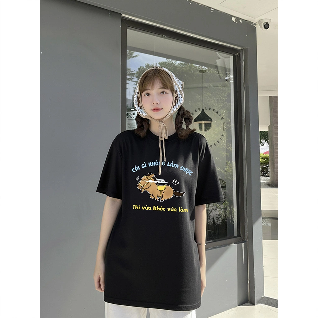 Áo thun boxy Miucho Club chất vải dày dặn thoáng mát chuẩn form chú ngựa hài hước in mix 2876_thumbnail_2