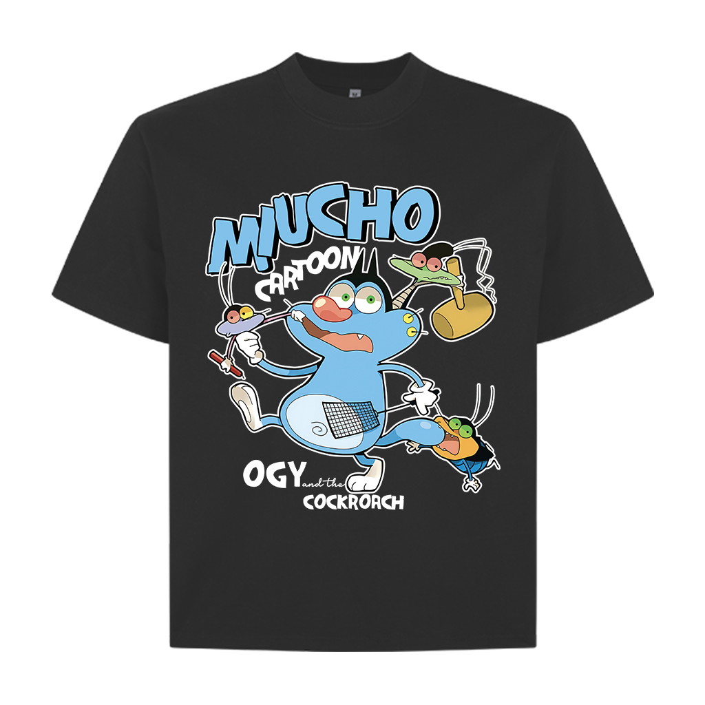 Áo phông form boxy in hoạt hình dễ thương 2357 Miucho Club cổ tròn vải cotton 2 chiều cao cấp in mix_thumbnail_0