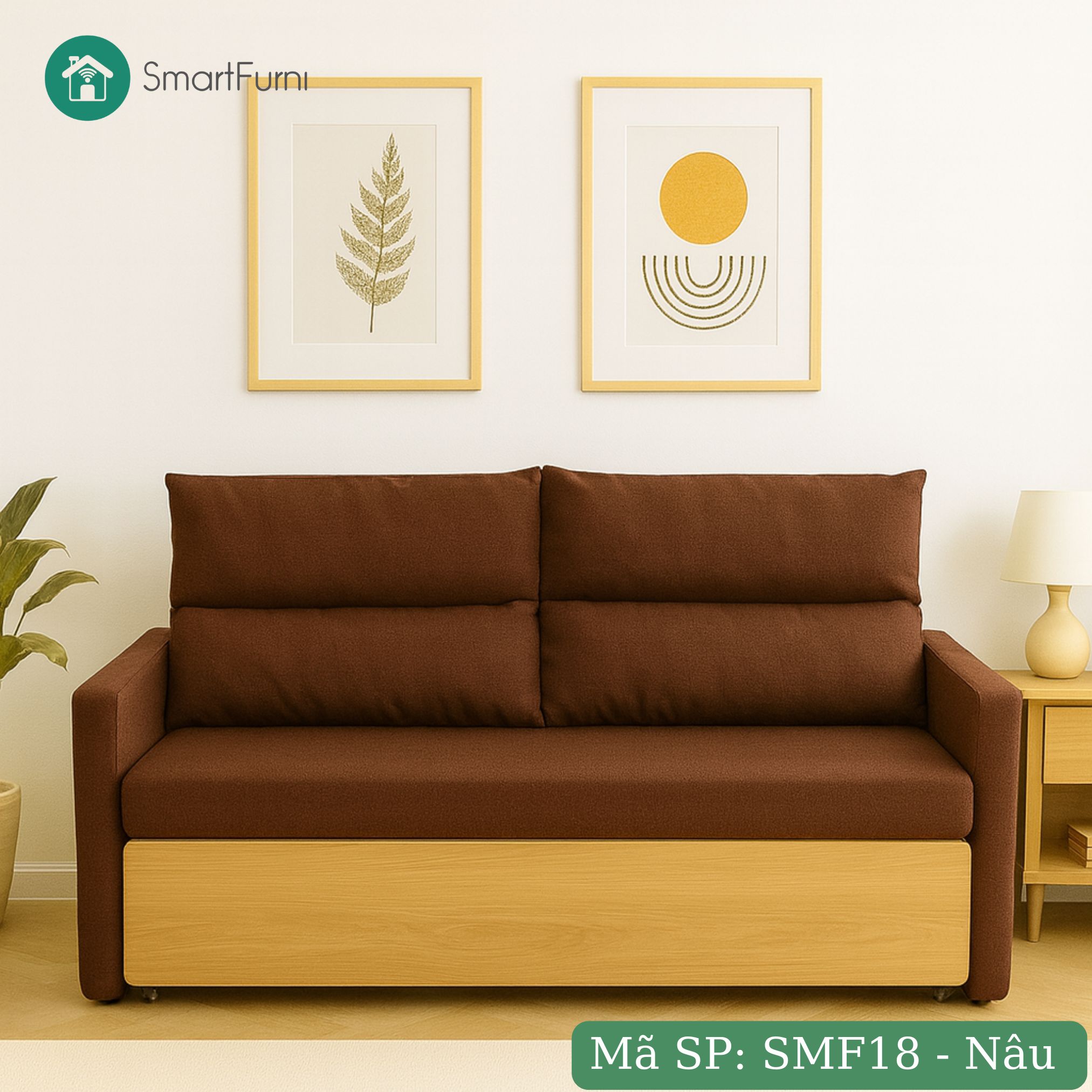 Sofa giường thông minh SmartFurni SMF17A - Bọc vải Lanh Canvas, gối kép _thumbnail_20