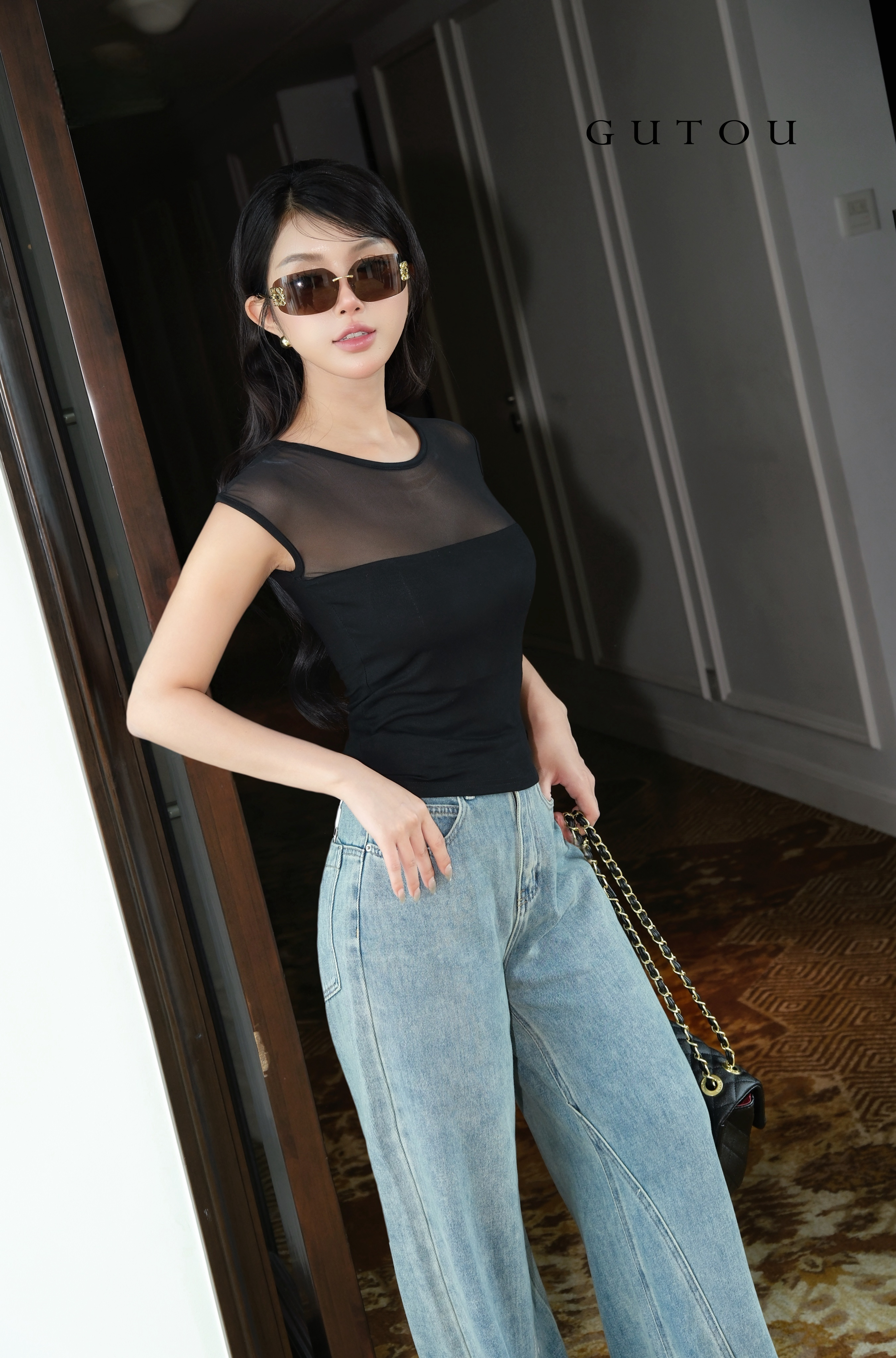 [ GUTOU ] Quần Jean Suông Basic Lai Xẻ_thumbnail_3