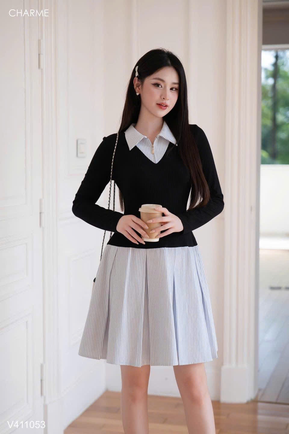 Váy sơ mi phối dập ly_thumbnail_4