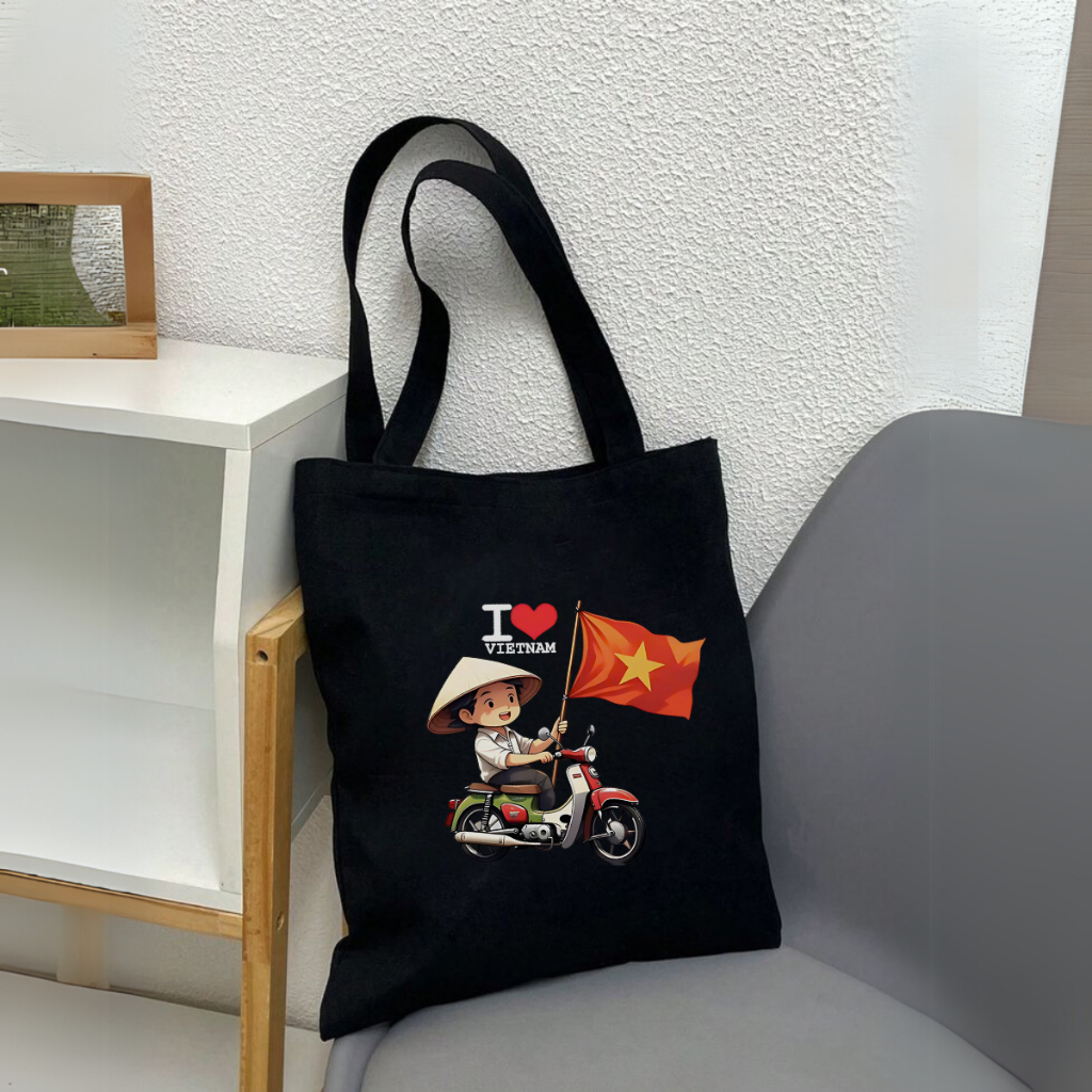 Túi Tote Tôi yêu Việt Nam  - Túi vải canvas có túi phụ và khoá kéo đựng vừa A4 và laptop (33x37cm) - TOTE21_thumbnail_3