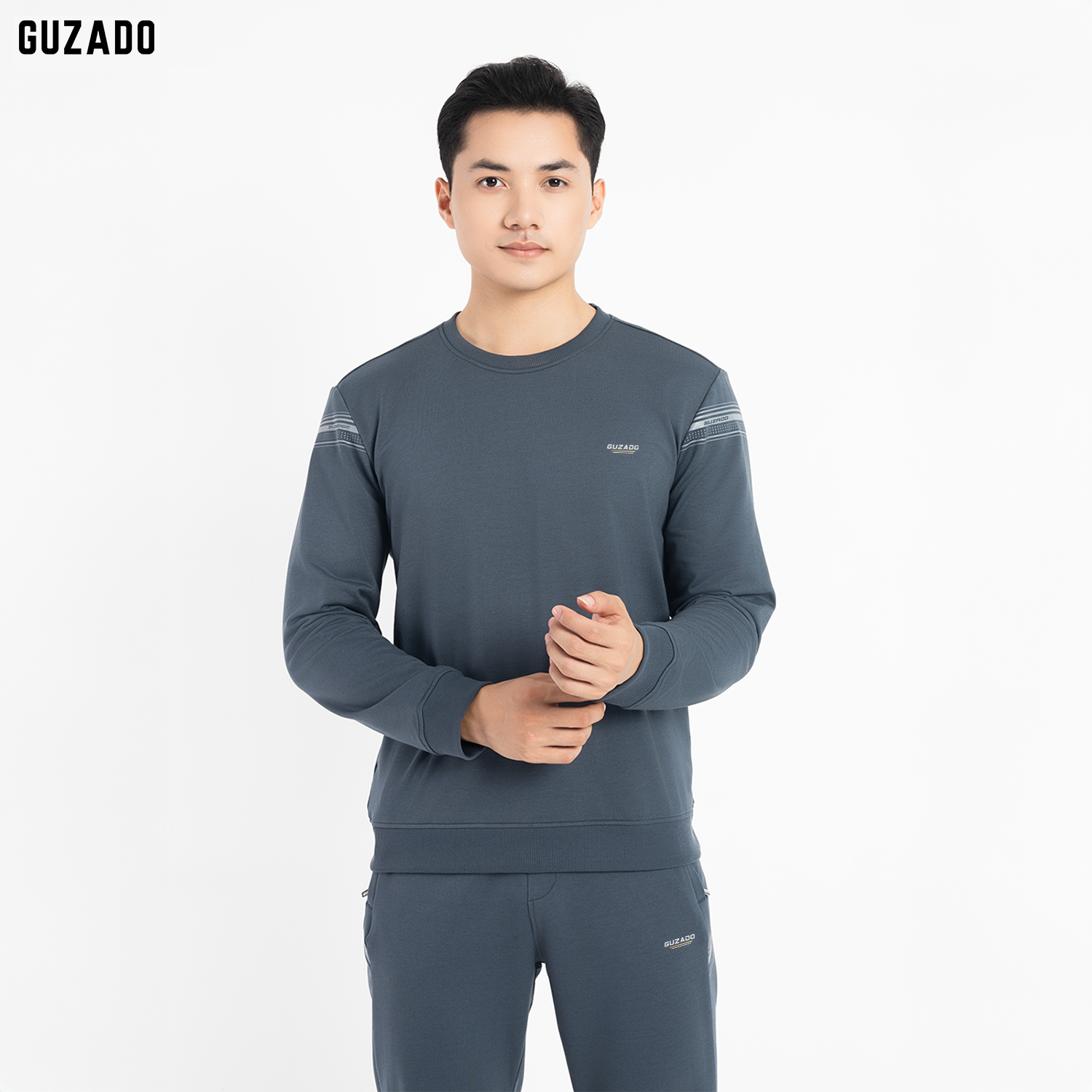 Bộ Quần Áo Nỉ Da Cá Nam GUZADO Mẫu Phối Sọc Premium GBN03_thumbnail_2