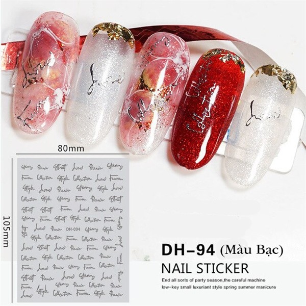 Sticker chữ DH-094 - Màu Nhũ Bạc