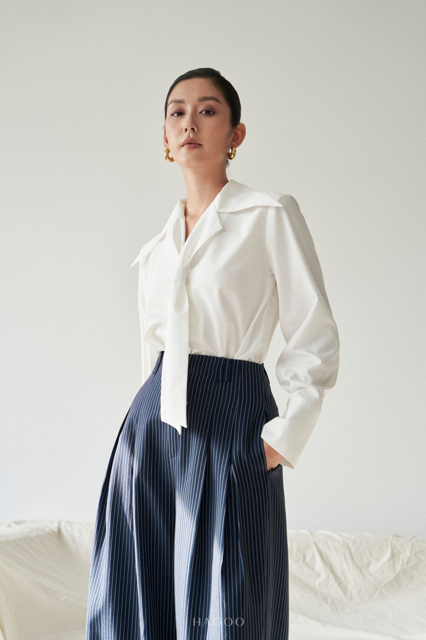 Quần ống suông cạp cao ly súp HAGOO