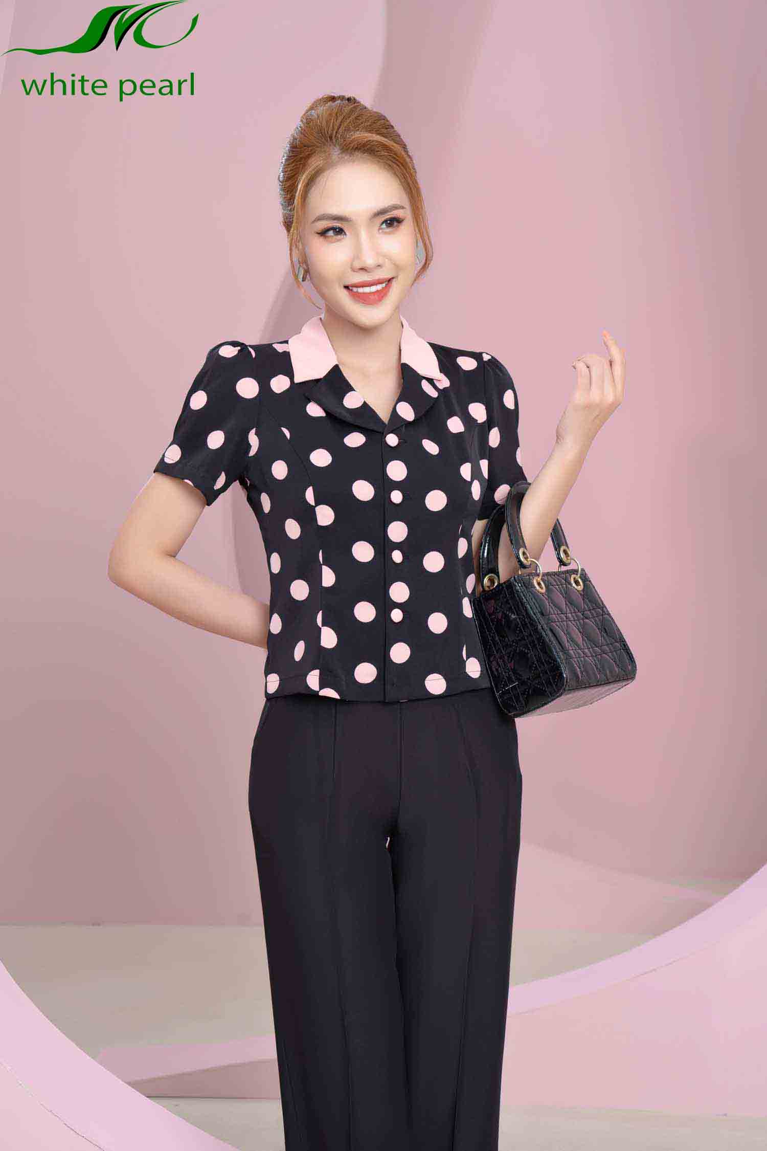 Áo ký giả cổ K vạt thẳng thời trang công sở cao cấp White Pearl  A2351