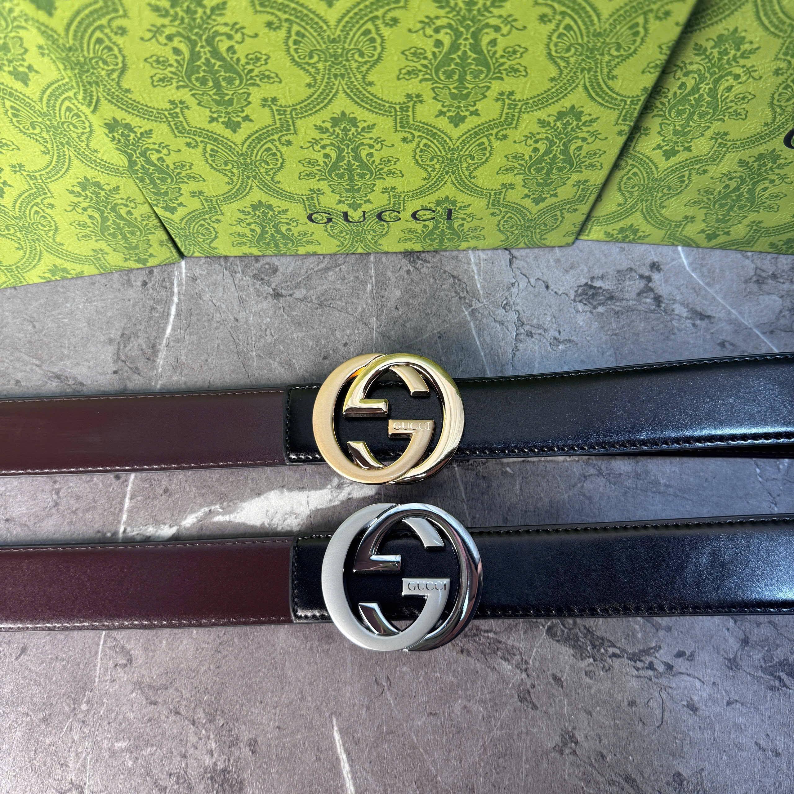 Thắt lưng Gucci da trơn mặt GG đồng cao cấp _thumbnail_2