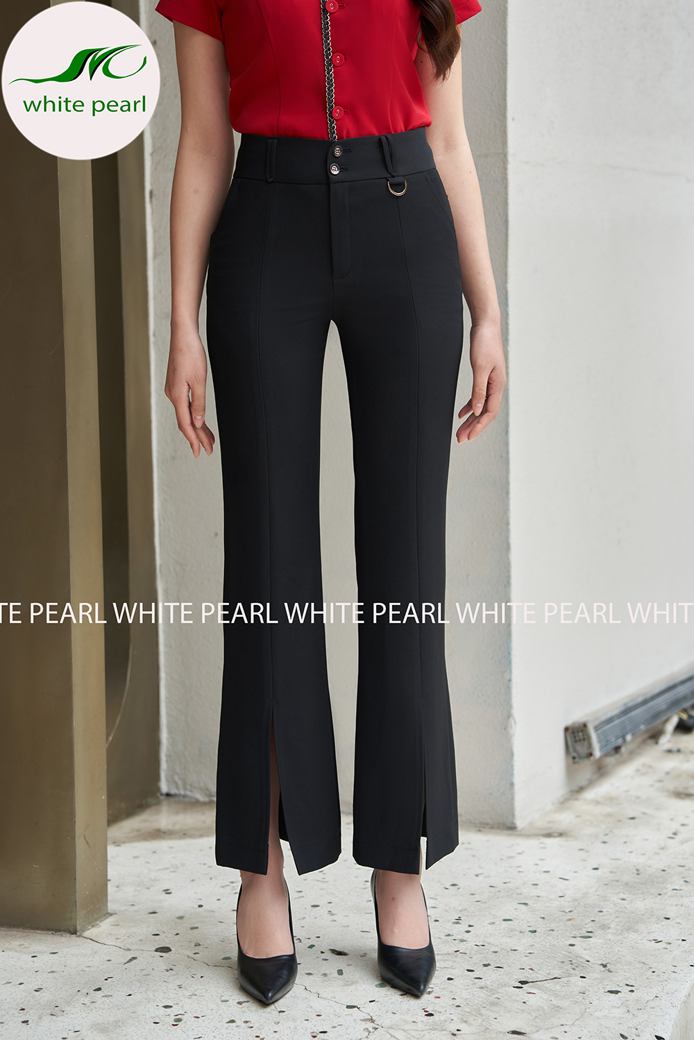 Quần âu nữ dáng dài xẻ gấu trước thời trang công sở cao cấp nữ White Pearl_thumbnail_1