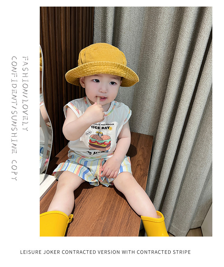 🌈 BỘ ĐỒ MÙA HÈ CHO BÉ – ÁO IN HÌNH HAMBURGER + QUẦN SỌC CẦU VỒNG_thumbnail_3