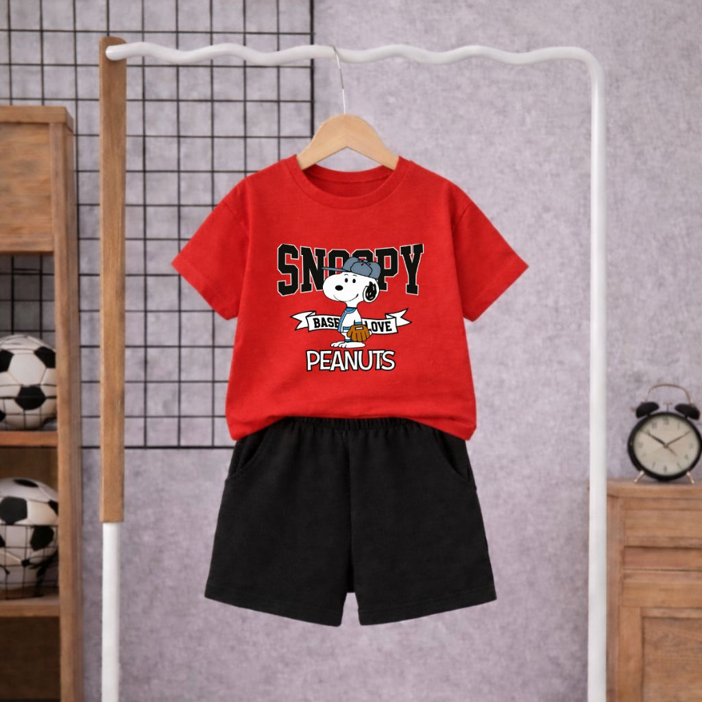 Set đồ bé trai Snoopy (gồm áo thun+quần đùi) chất liệu thun cotton - Đồ bộ trẻ em nam cân nặng từ 15-40kg- SB599_thumbnail_2