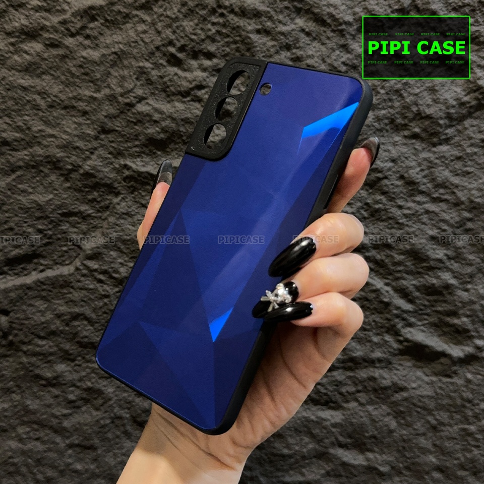 Ốp Lưng Samsung S21 FE 5G - Kim Cương 6D - Xanh Dương
