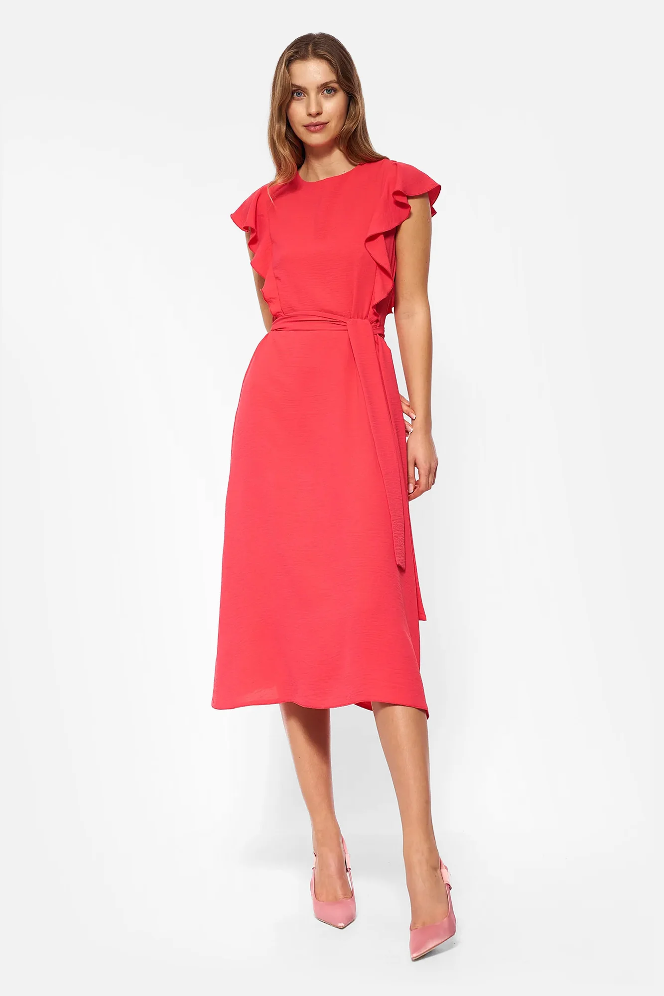 Chiffon dress with three frills