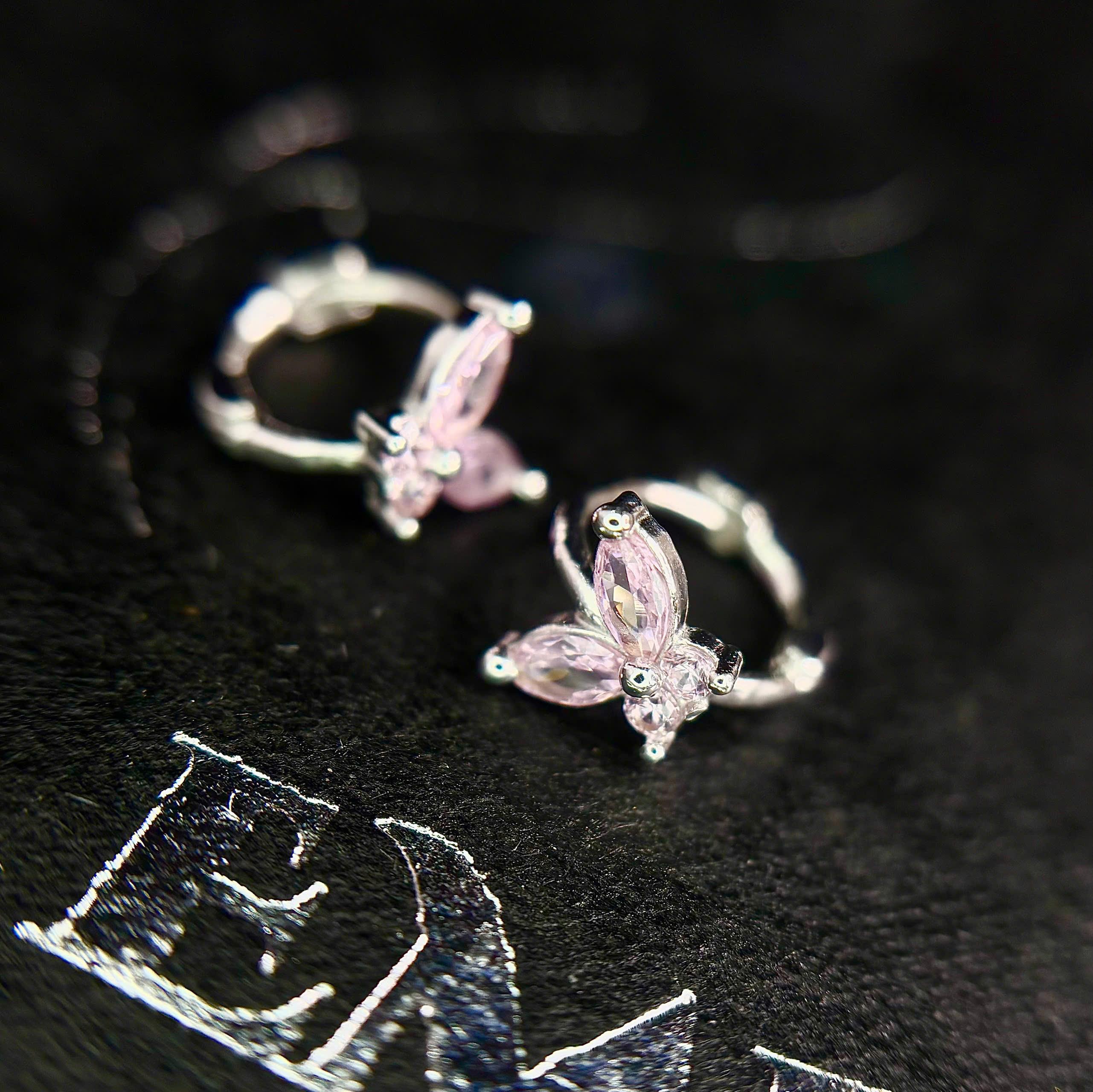 Khuyên vòng bạc si kim bướm hồng trong suốt size 6_thumbnail_2