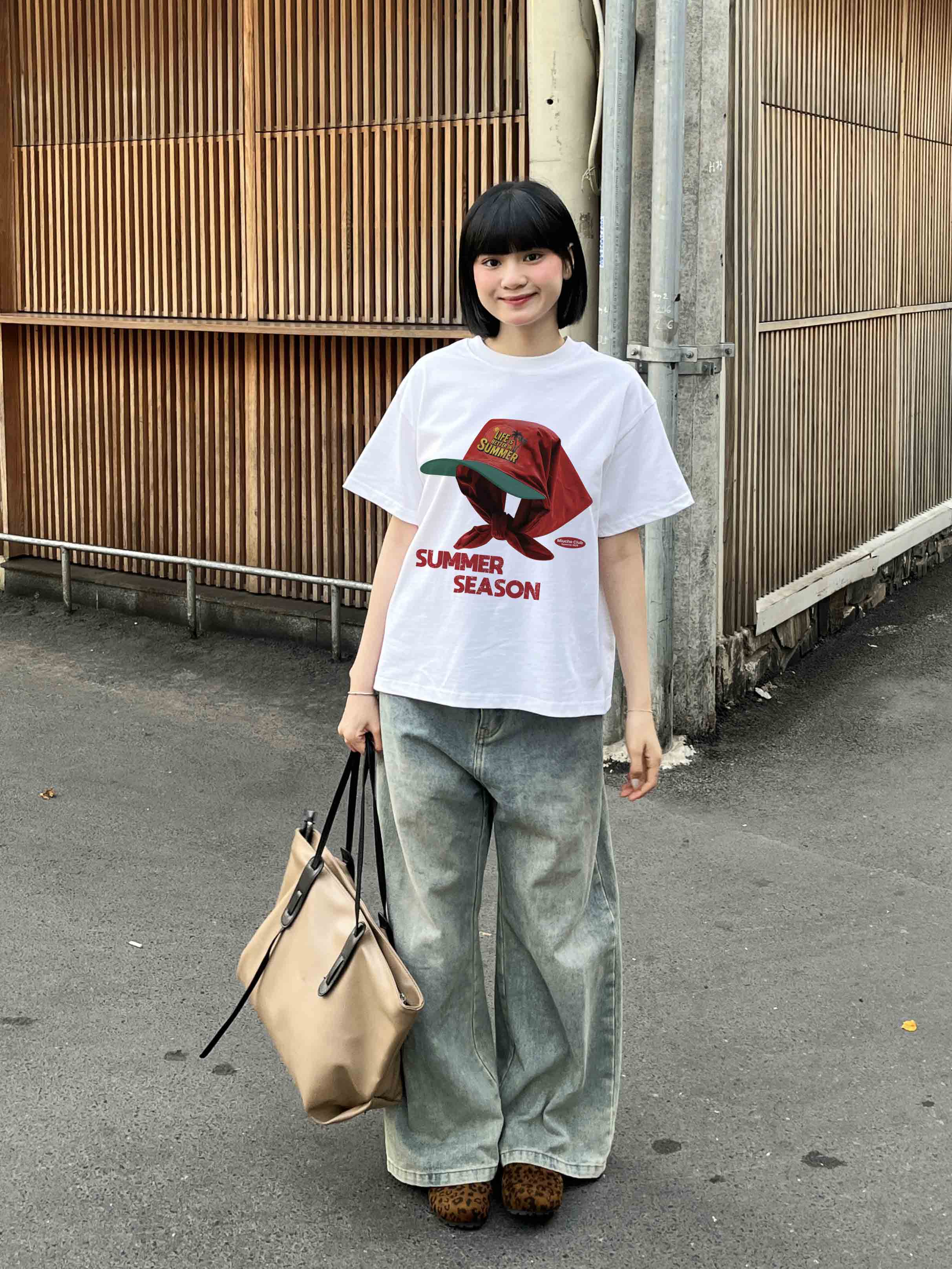 Áo thun boxy summer season 2123 Miucho cổ tròn vải cotton 2c 250gsm đứng form in mix_thumbnail_2