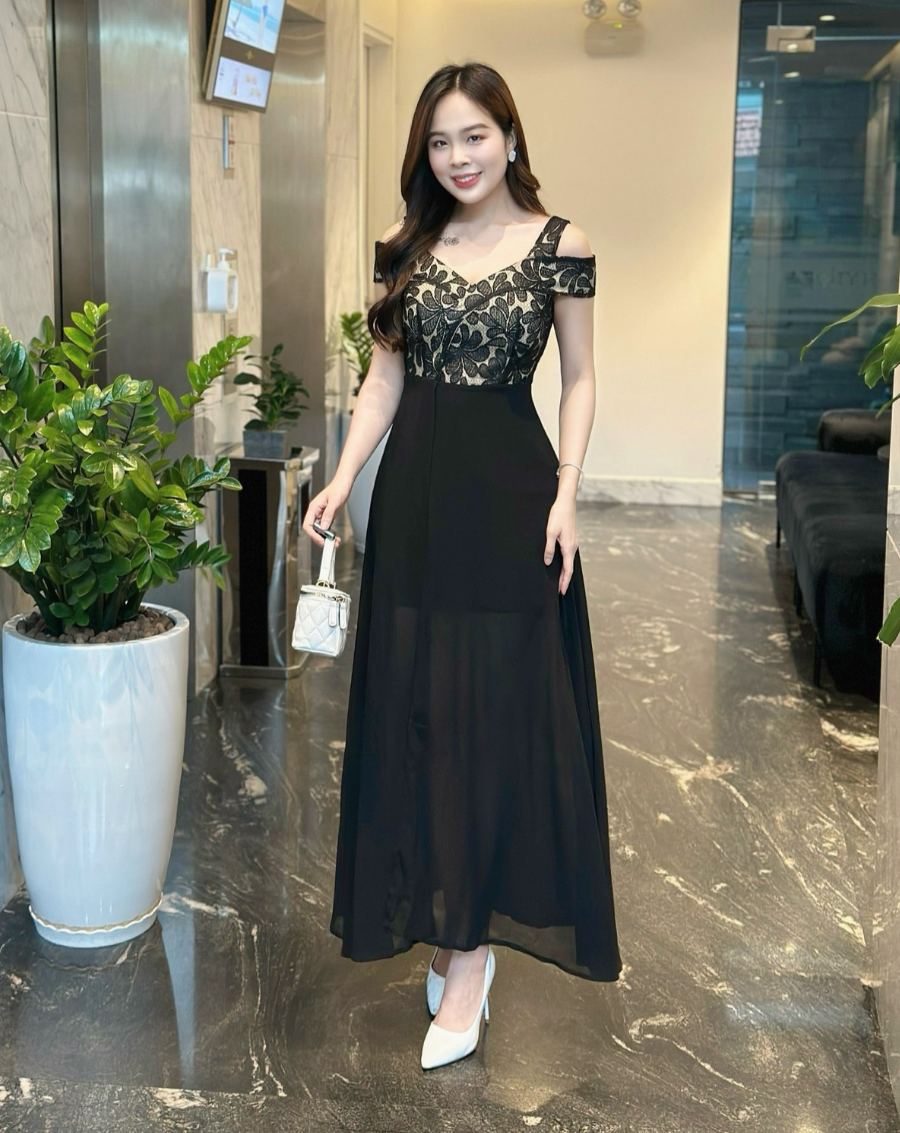 Đầm maxi trễ phối ren xẻ tà sang trọng_thumbnail_7