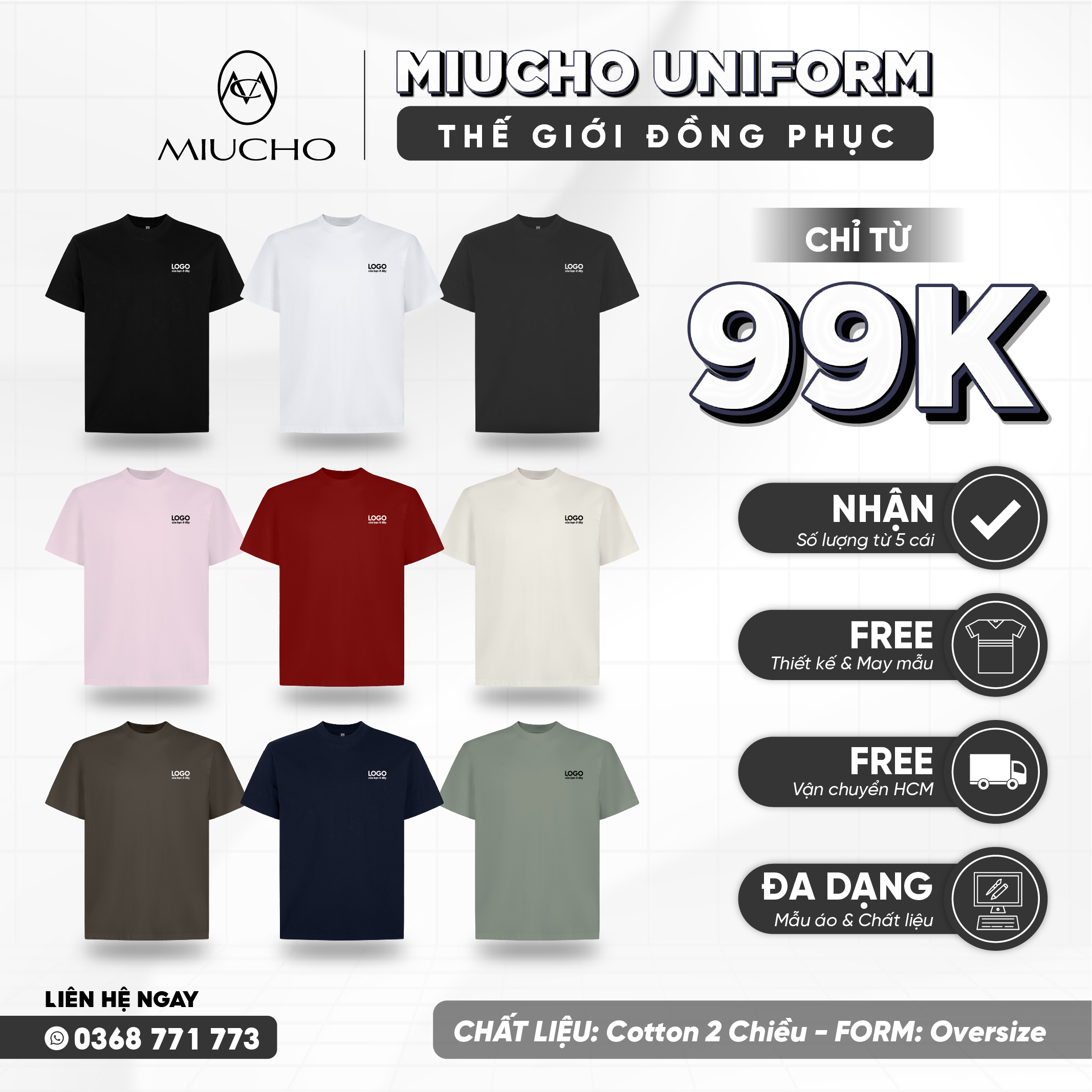 Áo thun form rộng vải 2 C 250 gsm ATT02 Miucho_thumbnail_1